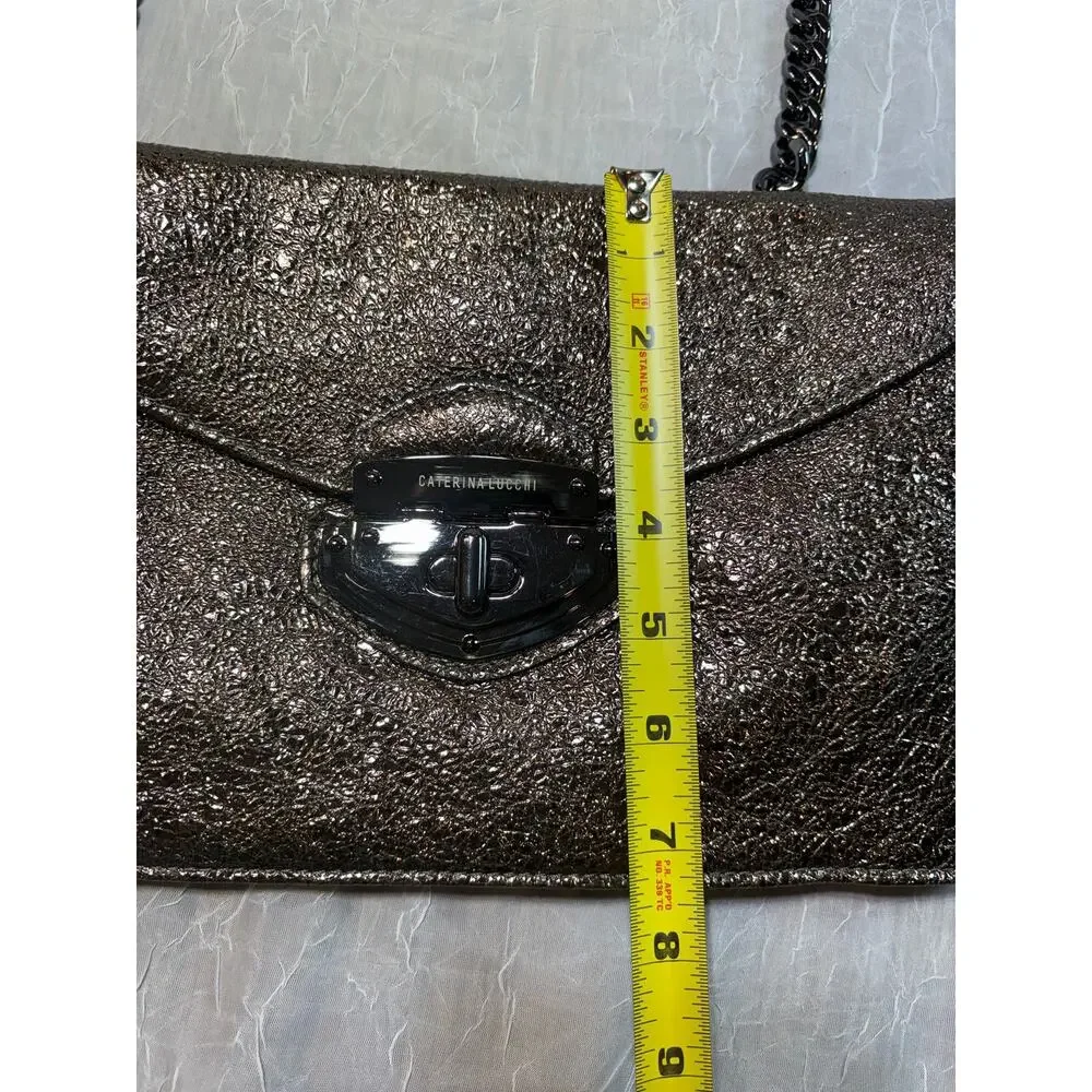 Caterina Lucchi Metallic Bronze Clutch with Chain Shoulder Strap - Picture 6 of 16